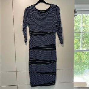 Striped Navy and Black Dress